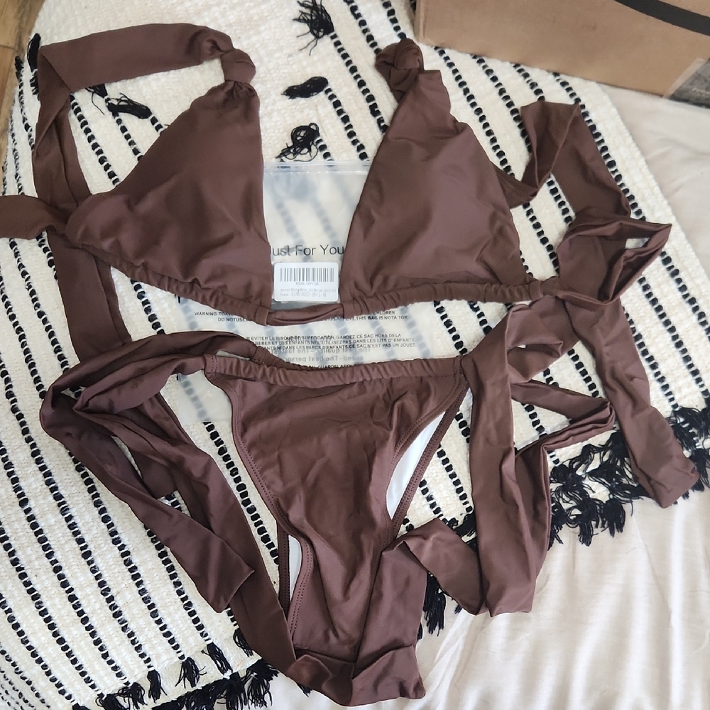 WOMENS BROWN THONG BIKINI